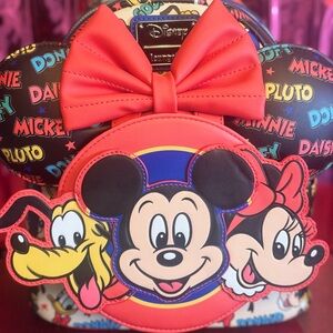 Loungefly Disney Mickey Mouse and Friends Mini Backpack with Ears Headband